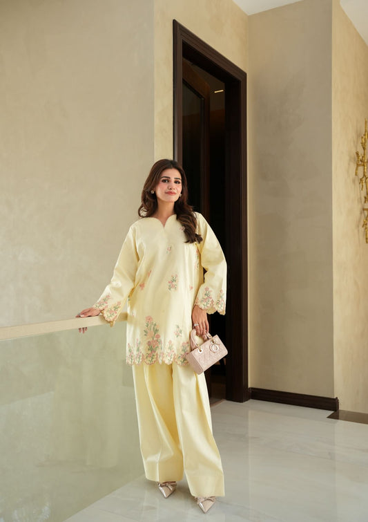 Faiza Faisal | FNF Cords Edit | CITRON DEW - Casual Dress - available at Maria Faisal in UK and USA.