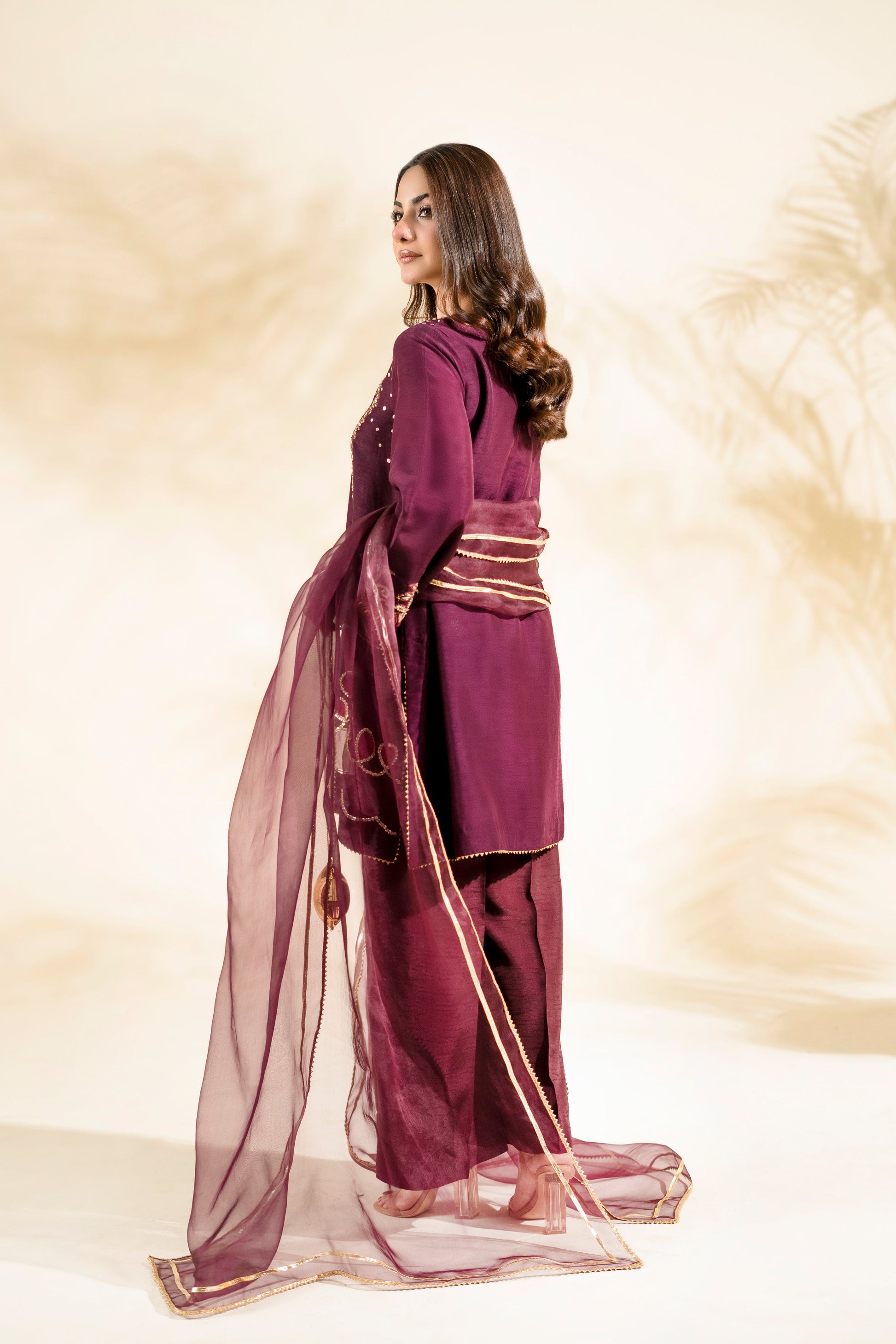Faiza Faisal | Elara Luxury Pret | PLUM ROYALE - Luxury Dress - available at Maria Faisal in UK and USA.