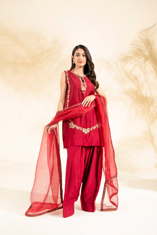 Faiza Faisal | Elara Luxury Pret | ZAR RUBY - Luxury Dress - available at Maria Faisal in UK and USA.
