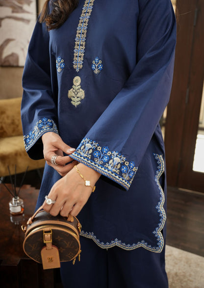 Faiza Faisal | FNF Cords Edit |NAVY SYMPHONY - Casual Dress - available at Maria Faisal in UK and USA.
