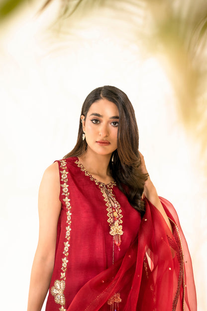 Faiza Faisal | Elara Luxury Pret | ZAR RUBY - Luxury Dress - available at Maria Faisal in UK and USA.