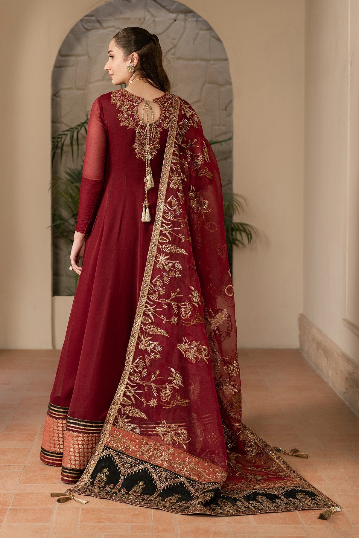 Alizeh | Ready to wear | Maroon Dress 3 piece - RTW1024 - Ladies Clothes - Maria Faisal