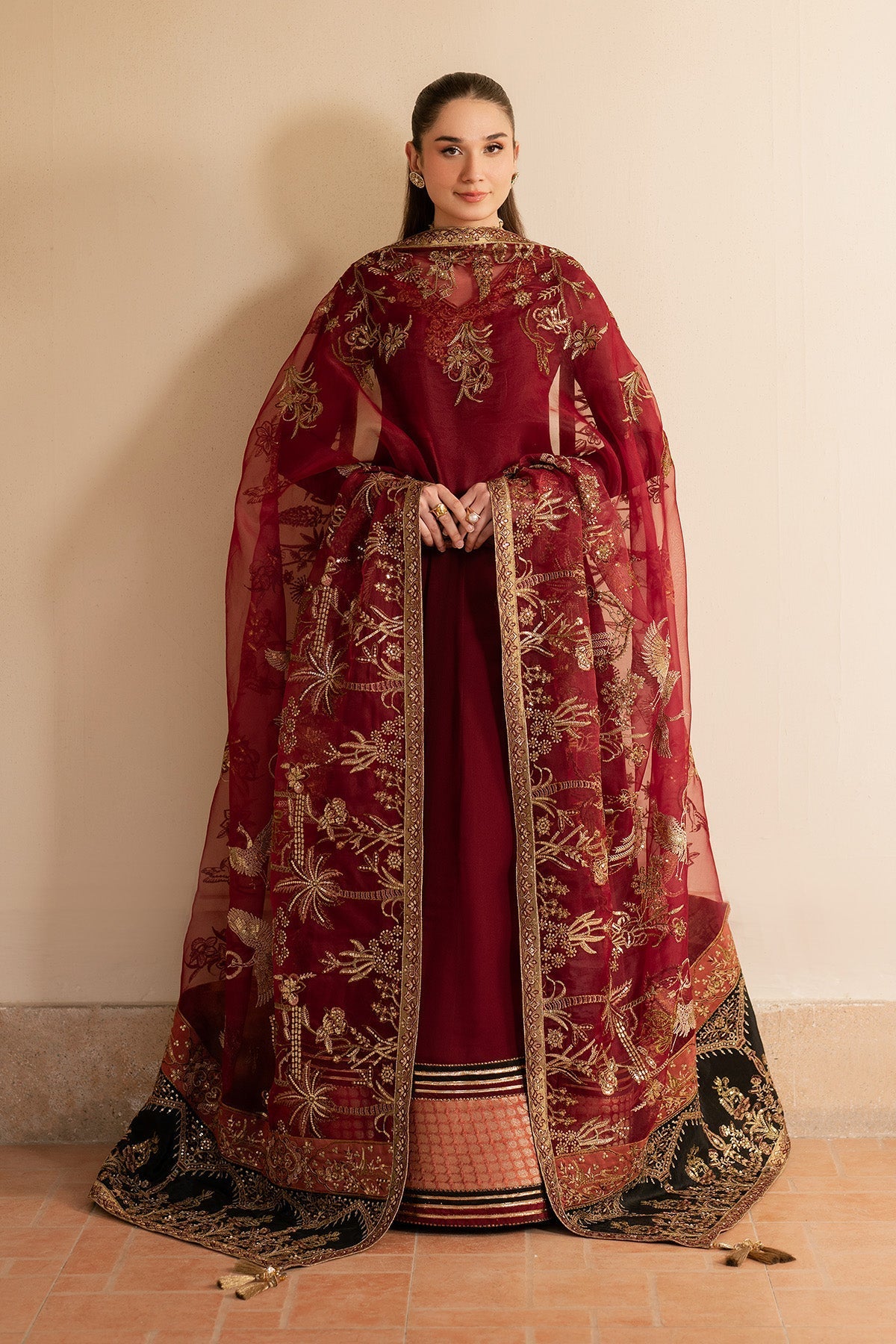 Alizeh | Ready to wear | Maroon Dress 3 piece - RTW1024 - Ladies Clothes - Maria Faisal