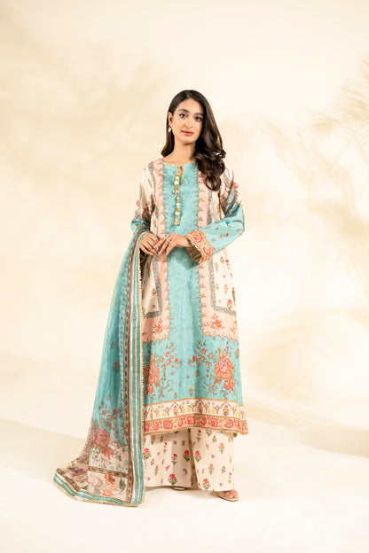 Faiza Faisal | Elara Luxury Pret | AQUA BLOOM - Luxury Dress - available at Maria Faisal in UK and USA.