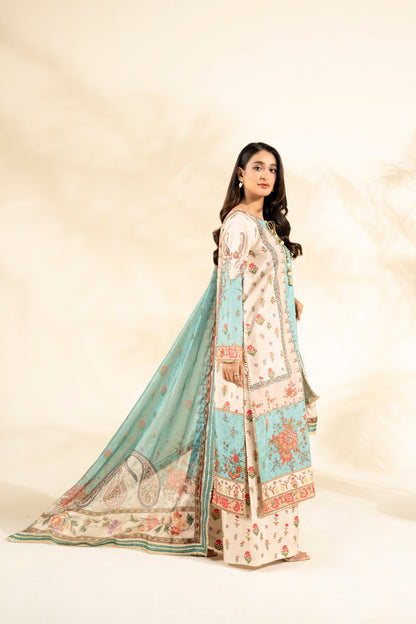 Faiza Faisal | Elara Luxury Pret | AQUA BLOOM - Luxury Dress - available at Maria Faisal in UK and USA.