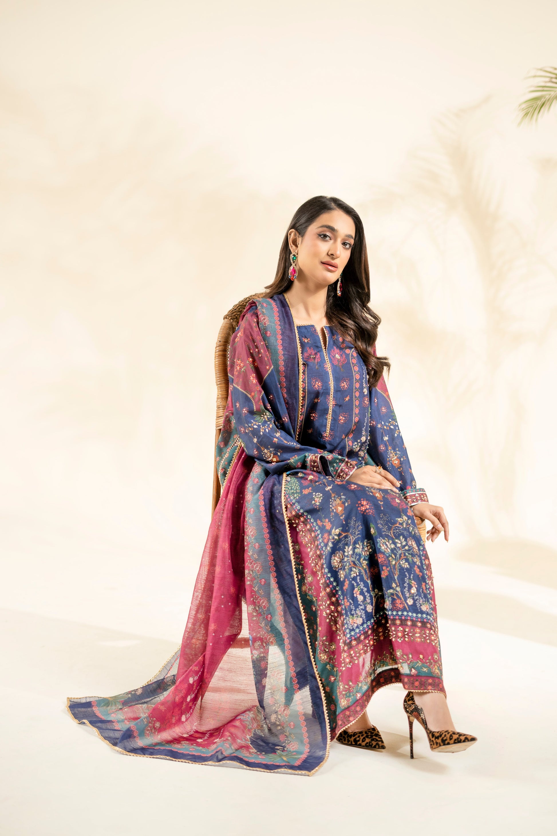 Faiza Faisal | Elara Luxury Pret | ROUGE NAVY - Luxury Dress - available at Maria Faisal in UK and USA.