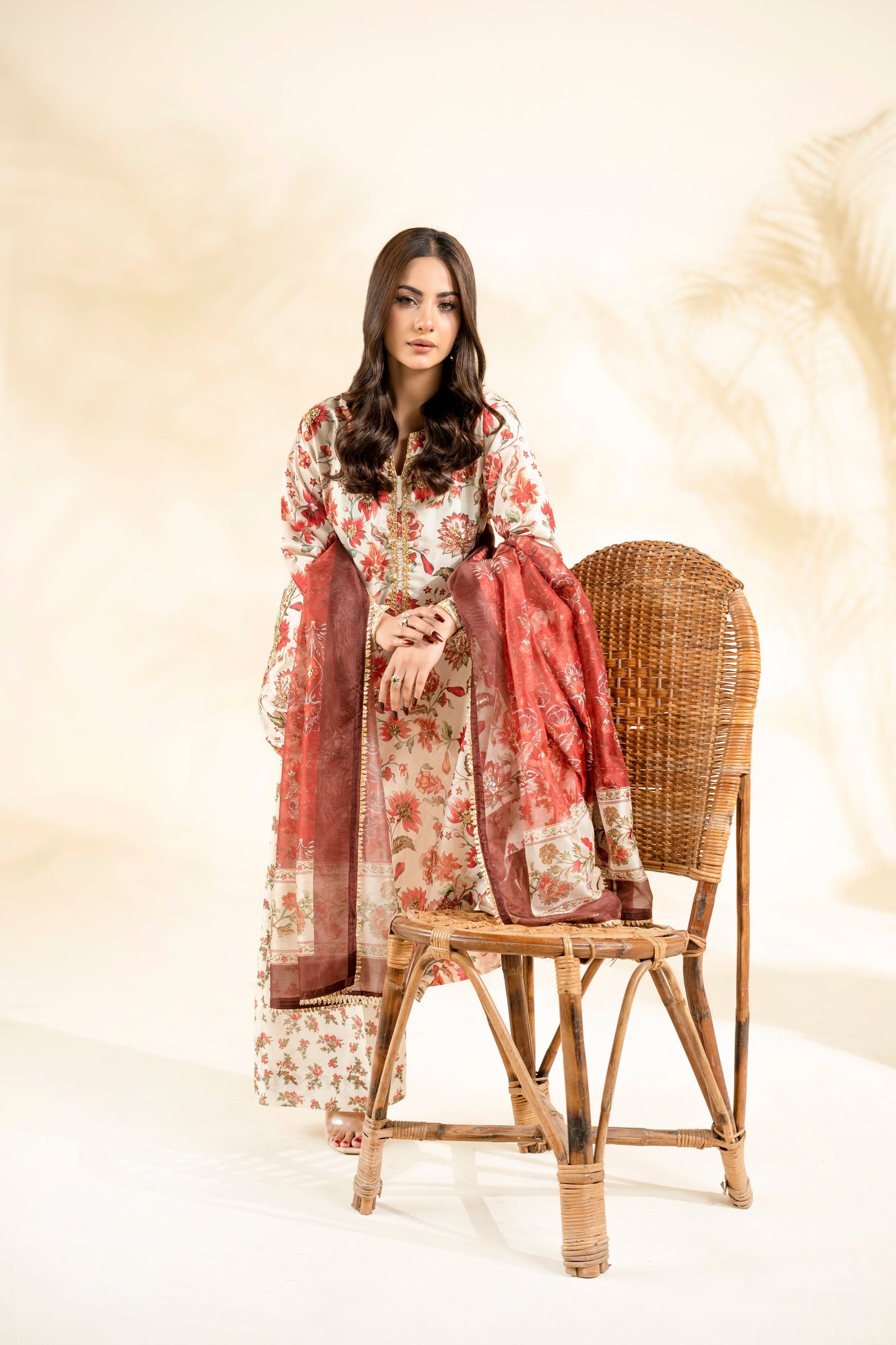 Faiza Faisal | Elara Luxury Pret | RIVAYA RUST - Luxury Dress - available at Maria Faisal in UK and USA.