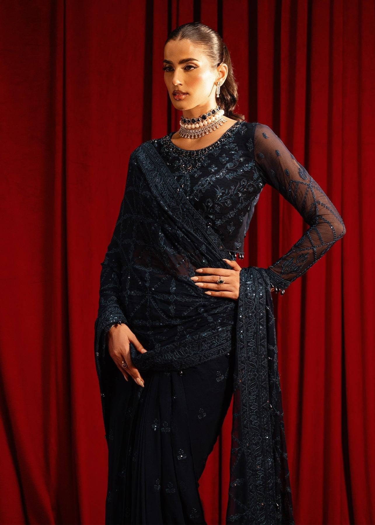 Paras by Pasha | Noor -e- Jahan Saree Collection | Neel-e-Noor by Maria Faisal - Registered Vendor of : Paras by Pasha - type : Ladies Clothes - 100% original wedding dresses