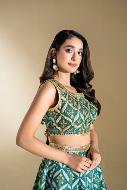 Faiza Faisal | Elara Luxury Pret | DREAMY GREEN - Luxury Dress - available at Maria Faisal in UK and USA.