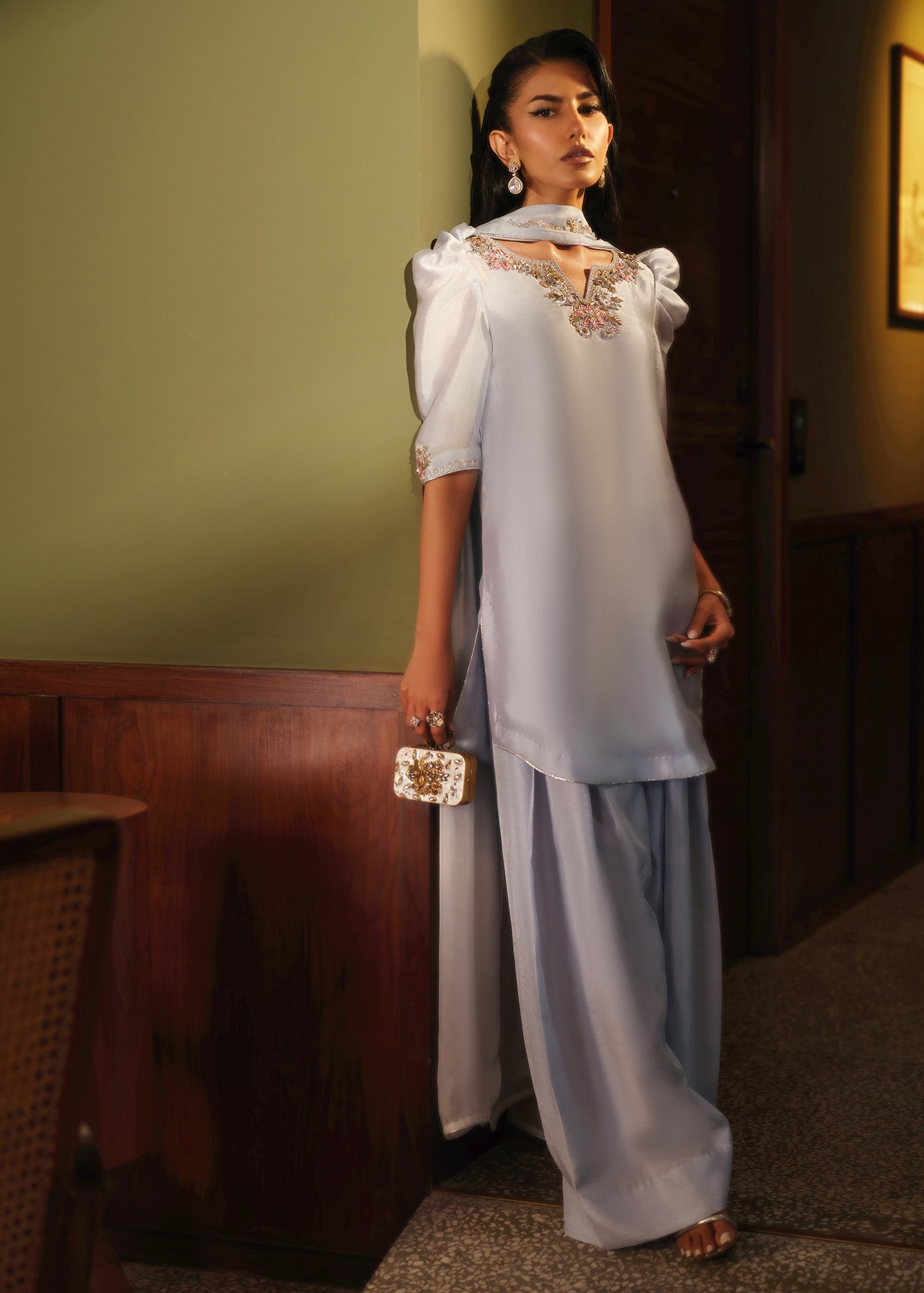 Mahum Asad | Private Hour | Blue Infusion - Formal Dress - available at Maria Faisal in UK and USA.