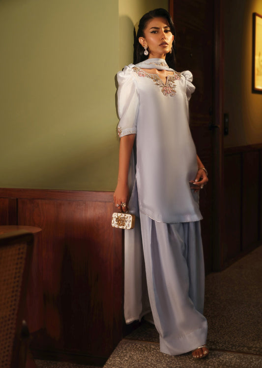 Mahum Asad | Private Hour | Blue Infusion - Formal Dress - available at Maria Faisal in UK and USA.