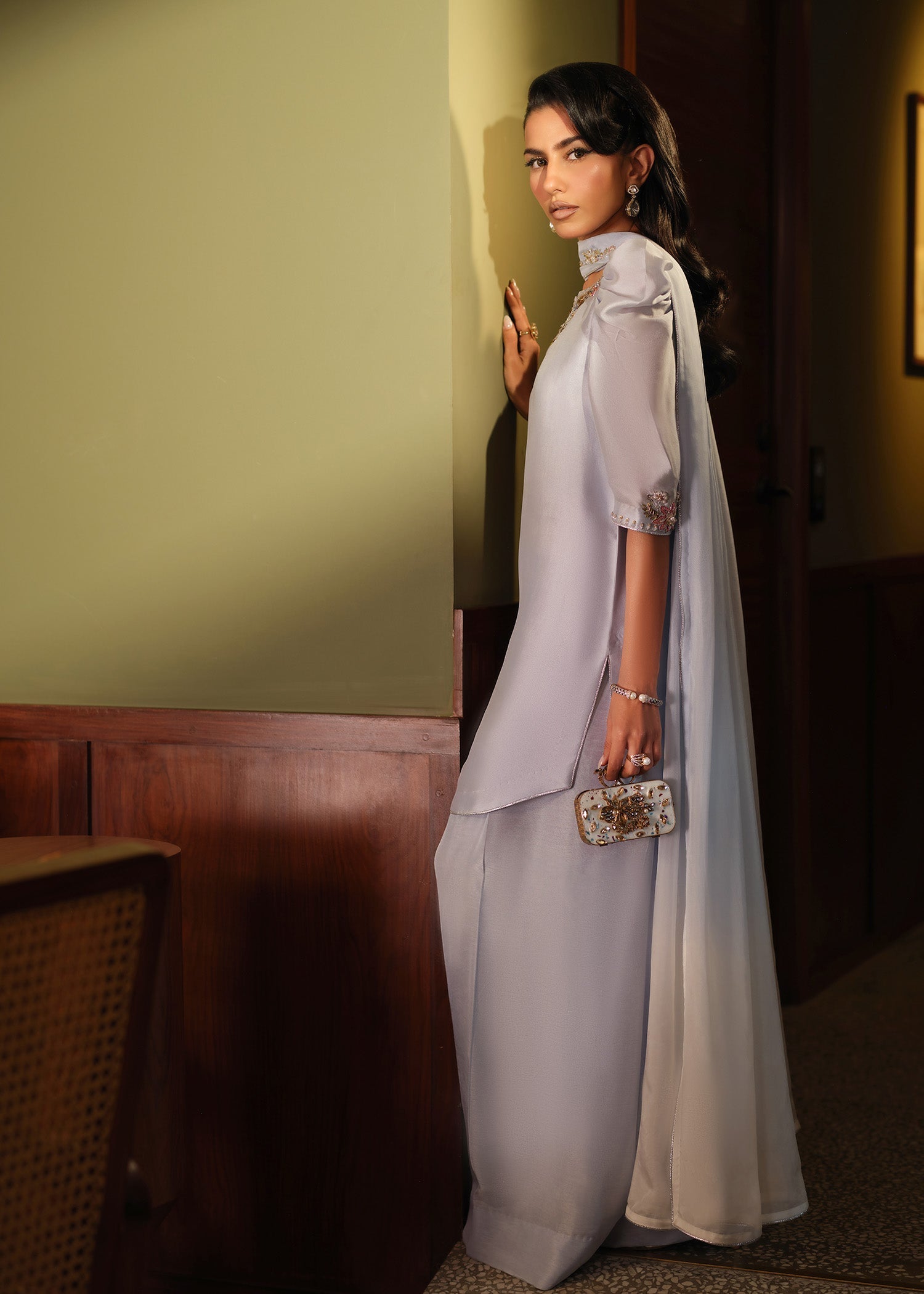 Mahum Asad | Private Hour | Blue Infusion - Formal Dress - available at Maria Faisal in UK and USA.