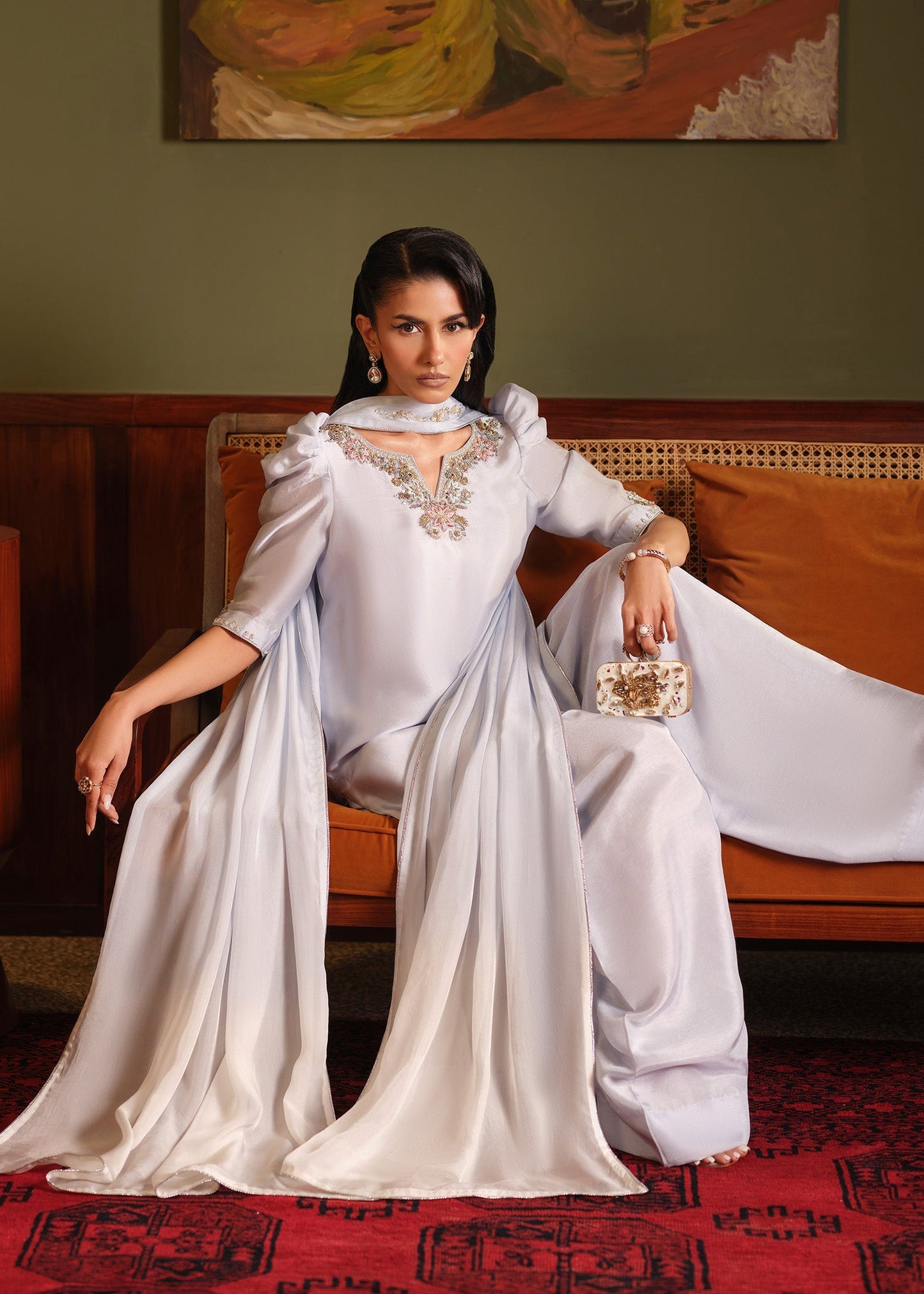 Mahum Asad | Private Hour | Blue Infusion - Formal Dress - available at Maria Faisal in UK and USA.