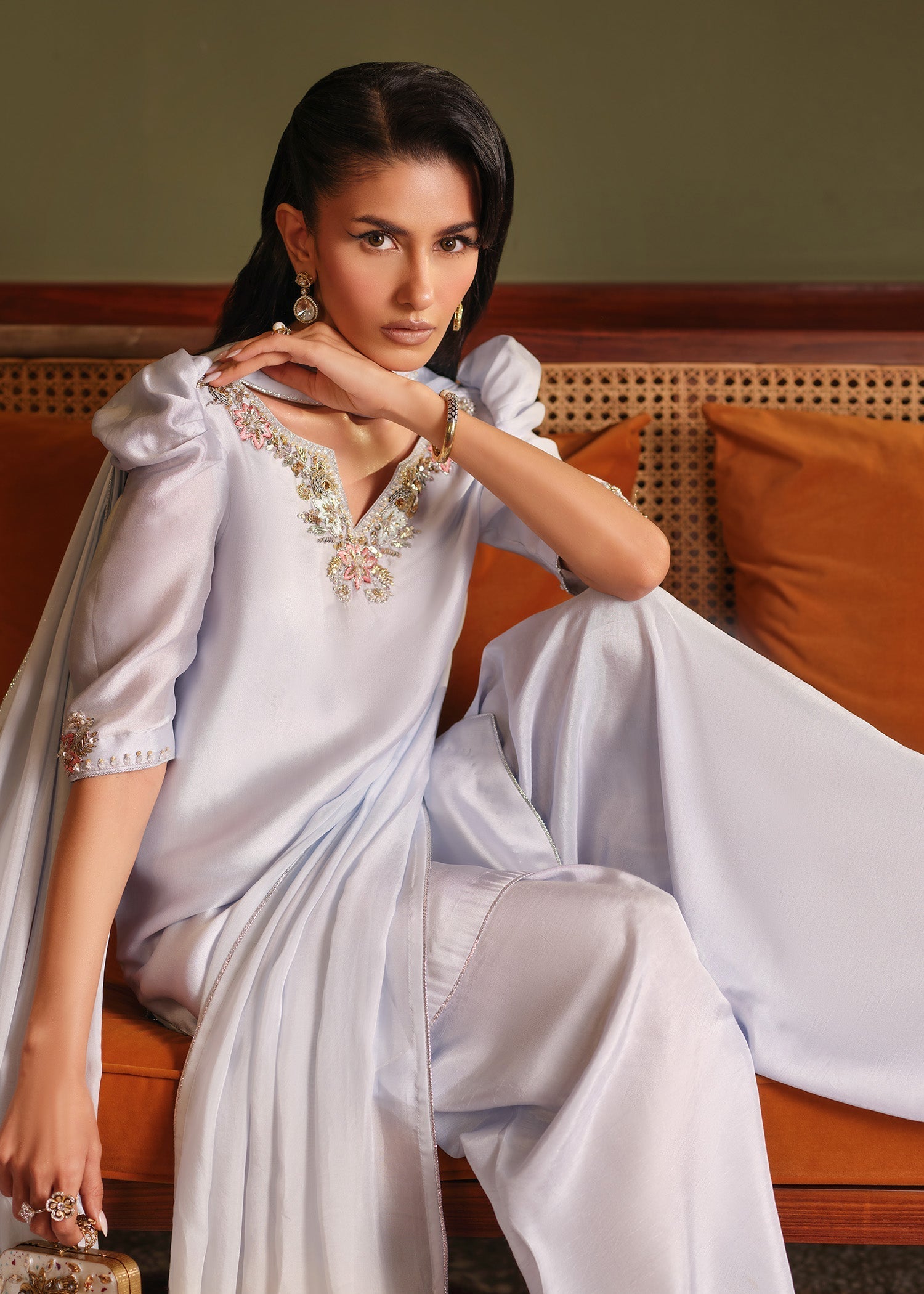 Mahum Asad | Private Hour | Blue Infusion - Formal Dress - available at Maria Faisal in UK and USA.