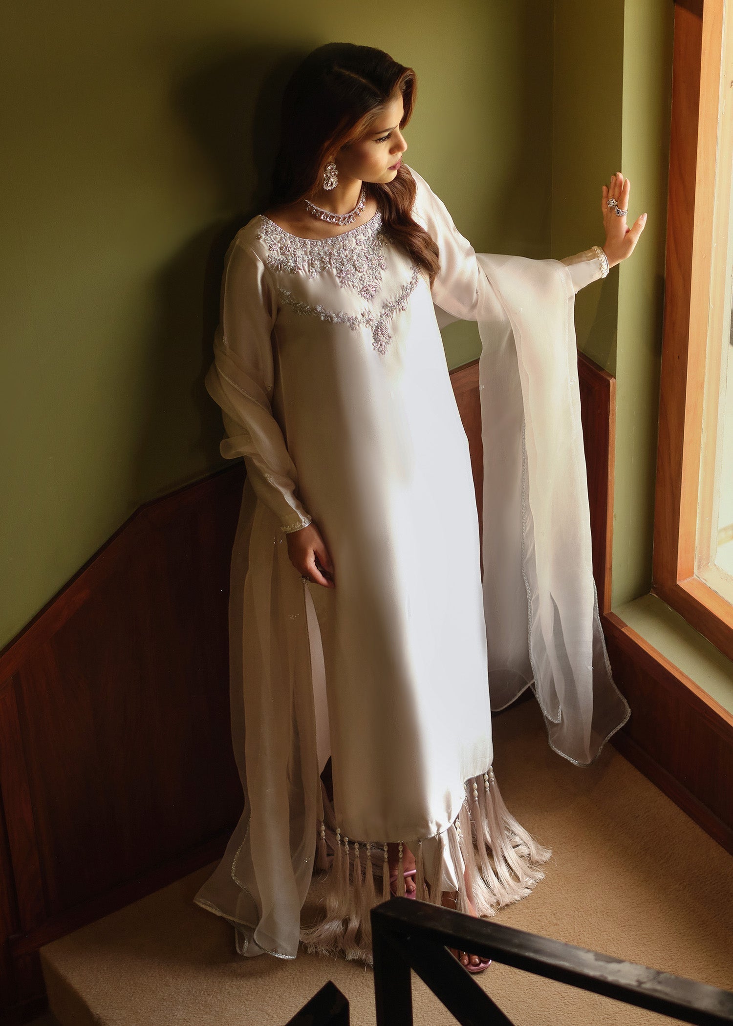 Mahum Asad | Private Hour |Silk Foam - Formal Dress - available at Maria Faisal in UK and USA.