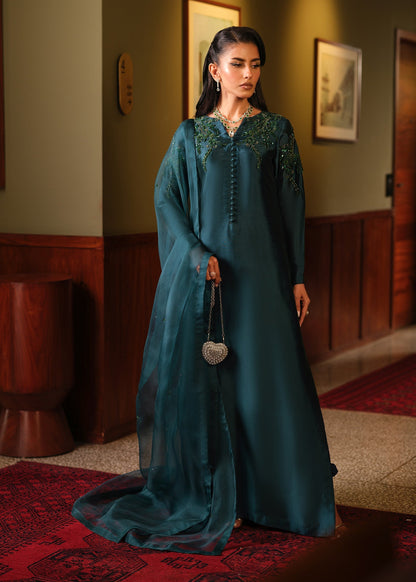 Mahum Asad | Private Hour | Emerald Tonic - Formal Dress - available at Maria Faisal in UK and USA.