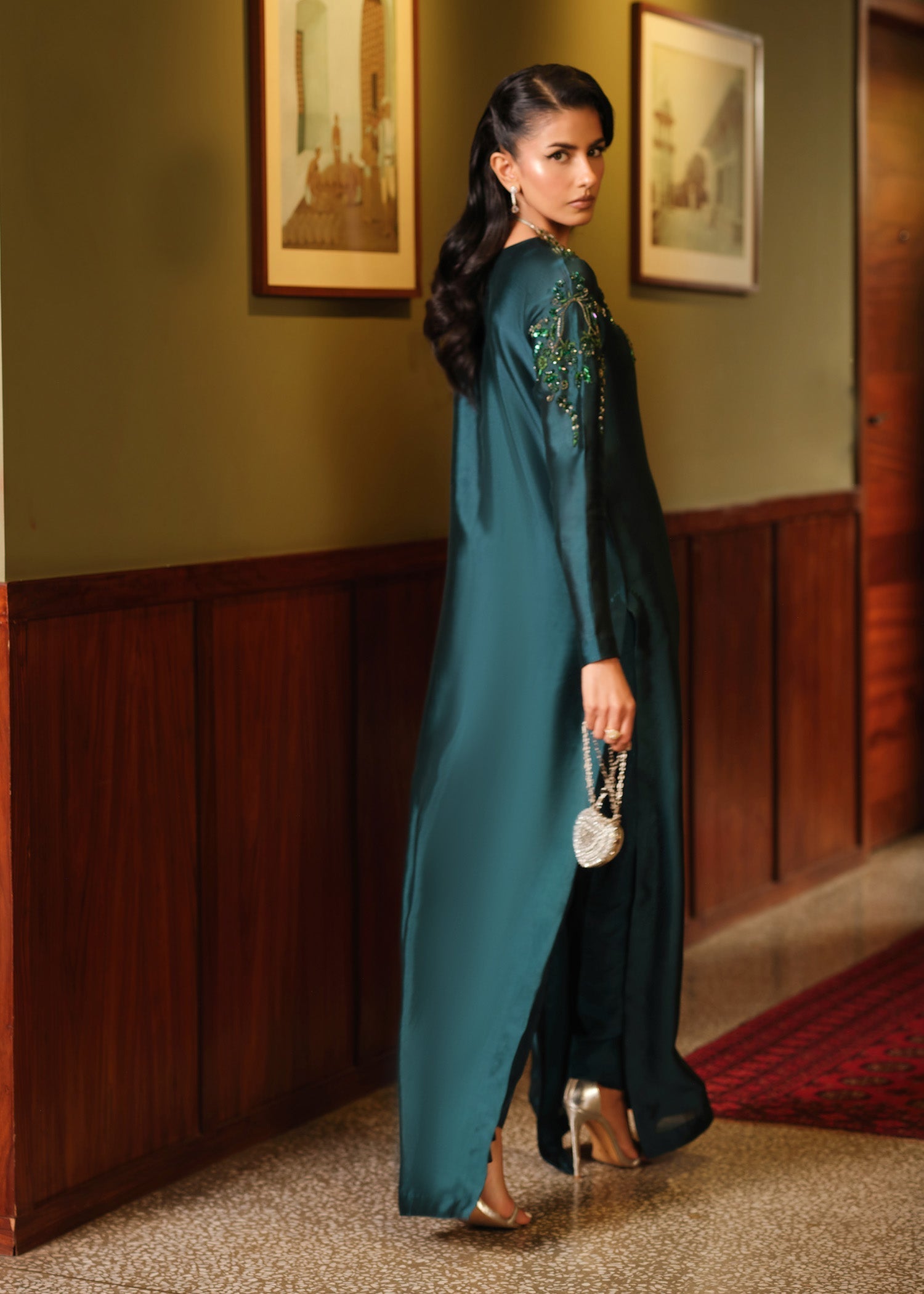 Mahum Asad | Private Hour | Emerald Tonic - Formal Dress - available at Maria Faisal in UK and USA.
