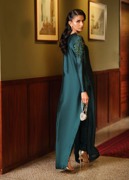 Mahum Asad | Private Hour | Emerald Tonic - Formal Dress - available at Maria Faisal in UK and USA.