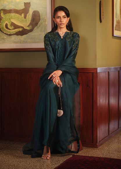 Mahum Asad | Private Hour | Emerald Tonic - Formal Dress - available at Maria Faisal in UK and USA.