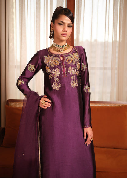 Mahum Asad | Private Hour | Plum Nectar - Formal Dress - available at Maria Faisal in UK and USA.