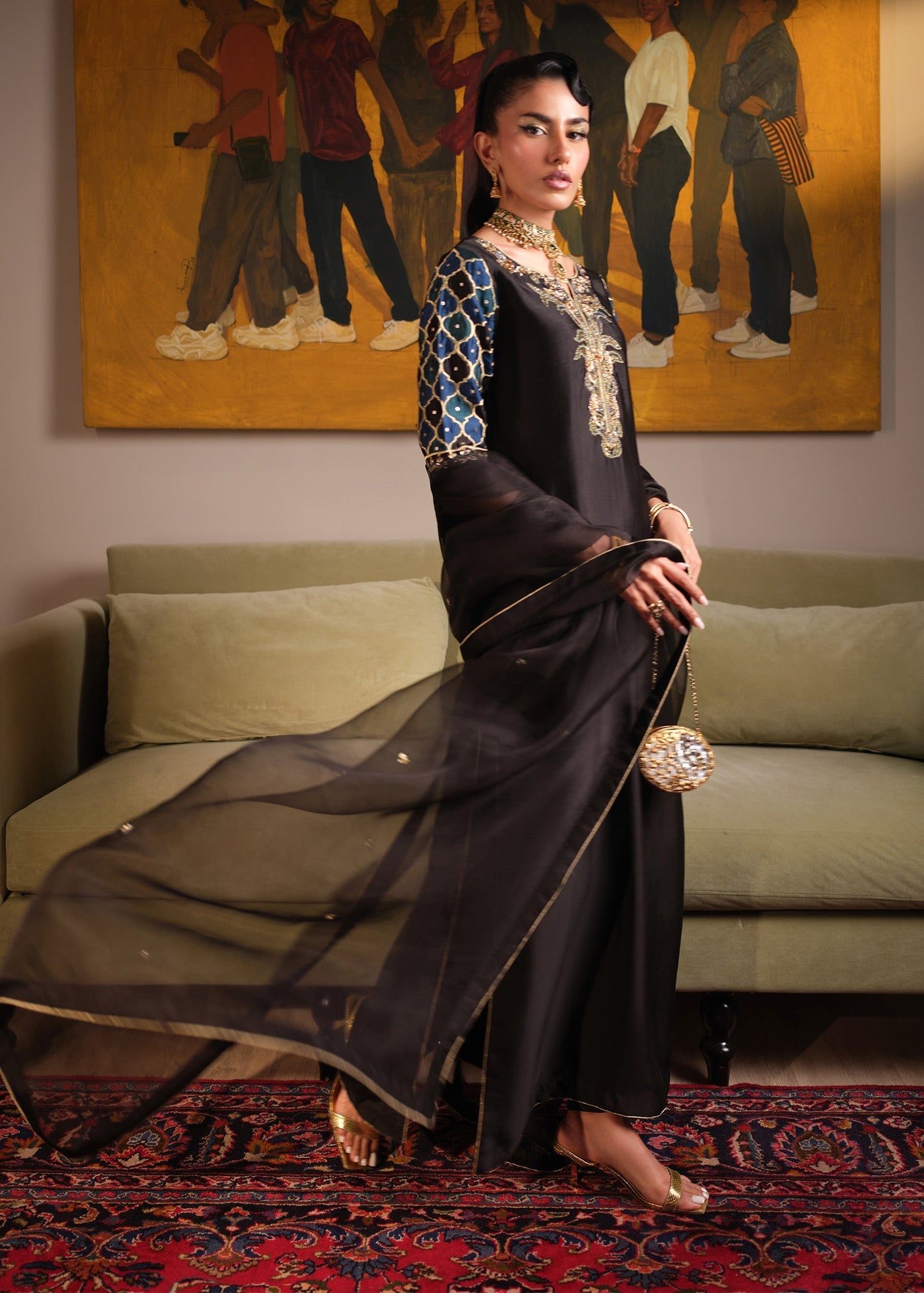 Mahum Asad | Private Hour | Indigo Brew - Formal Dress - available at Maria Faisal in UK and USA.