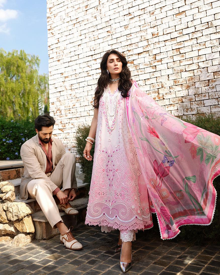 Mushq | Amoi Luxury Lawn | Silent Dreamer - Luxury Dress - available at Maria Faisal in UK and USA.