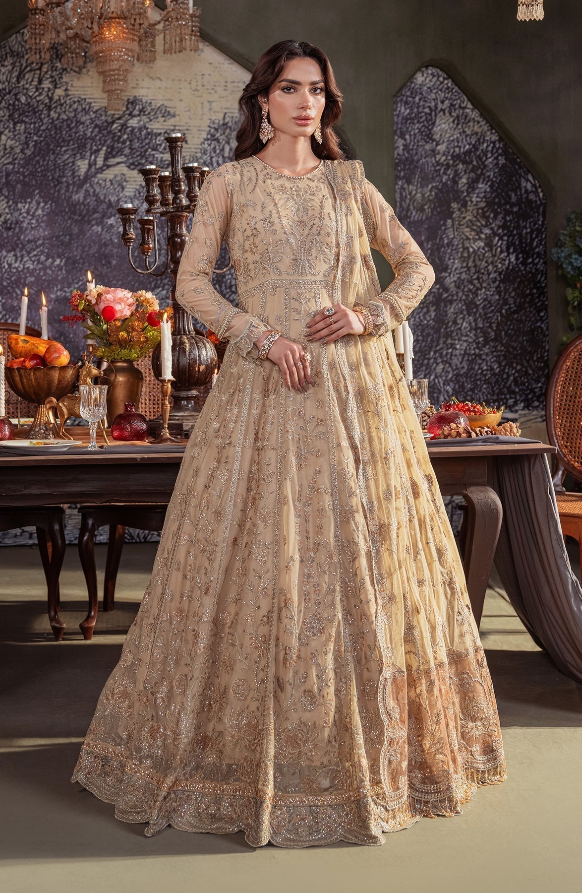 Zarif | Heritage Formals | ZHF 01 AVELINA - Designer Dress with Intricate embroidery and embellishments. Shop elegent wedding dress at Maria Faisal.
