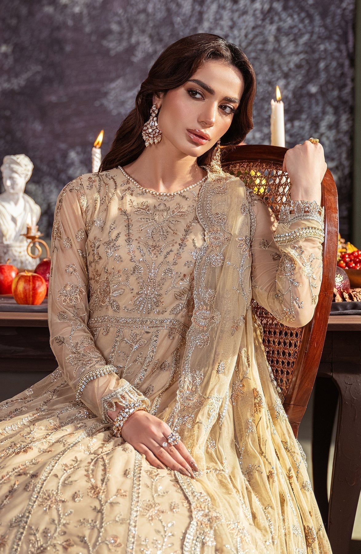 Zarif | Heritage Formals | ZHF 01 AVELINA - Designer Dress with Intricate embroidery and embellishments. Shop elegent wedding dress at Maria Faisal.