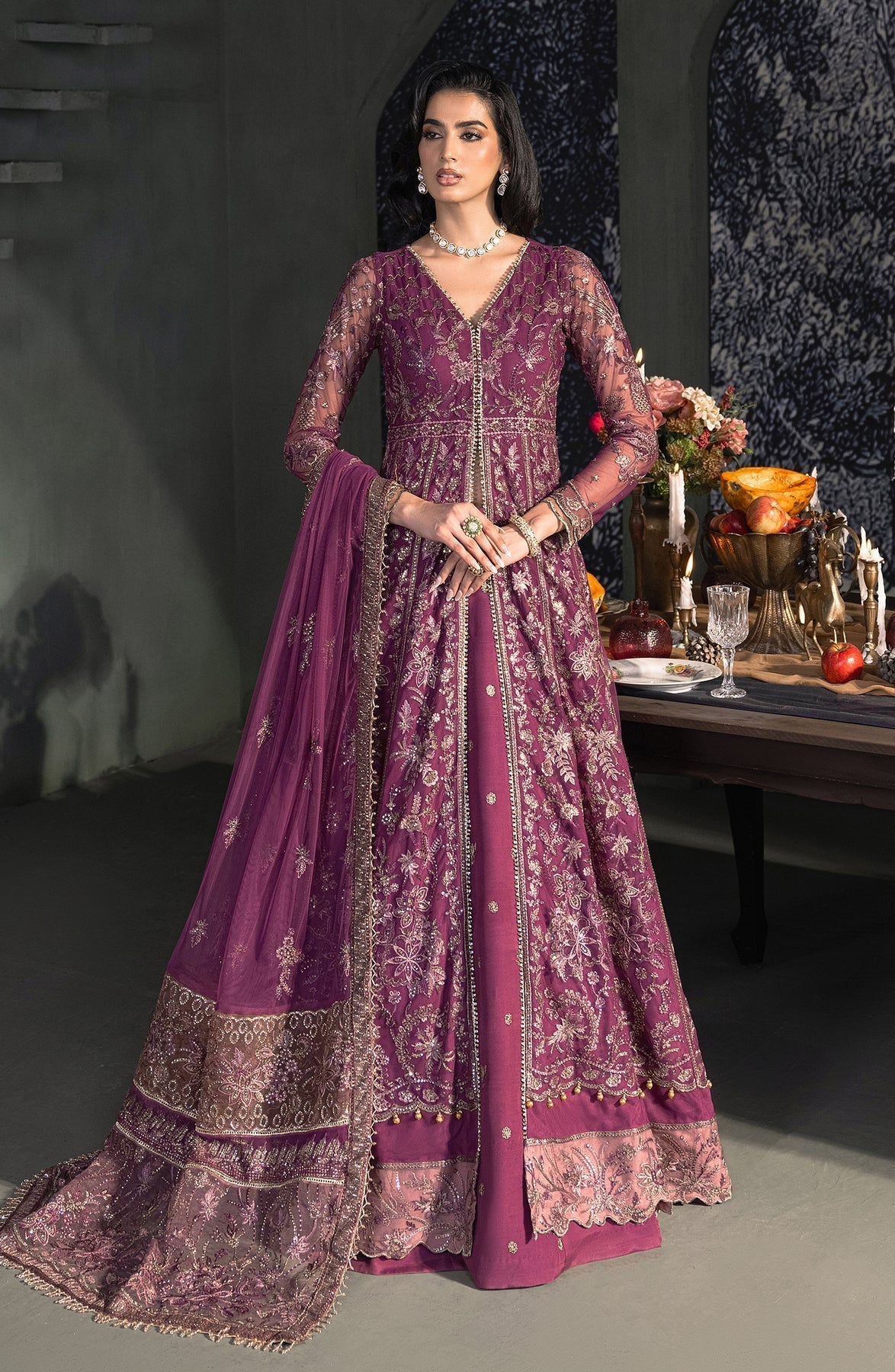 Zarif | Heritage Formals | ZHF 02 TIFFANY - Designer Dress with Intricate embroidery and embellishments. Shop elegent wedding dress at Maria Faisal.