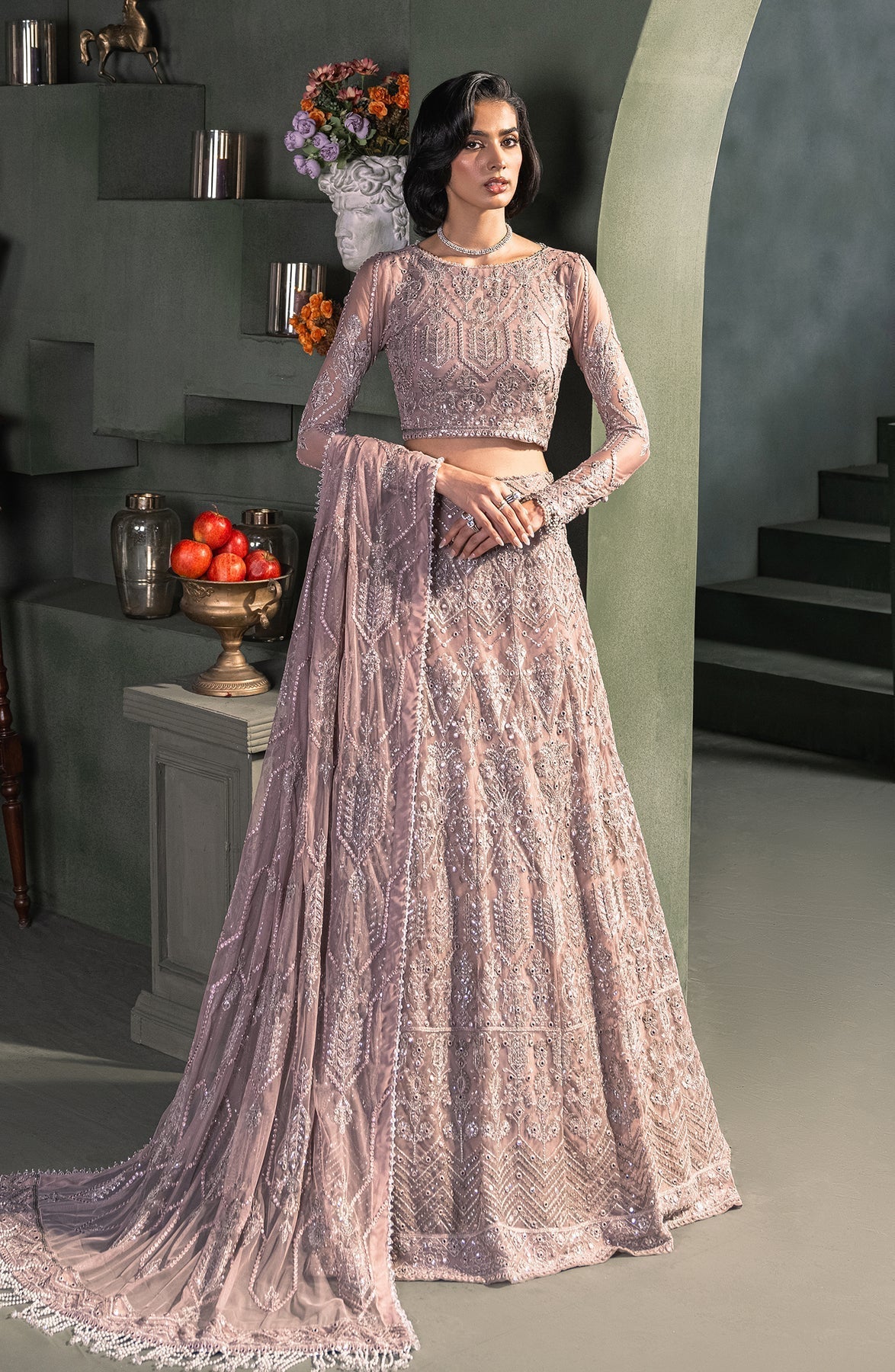 Zarif | Heritage Formals | ZHF 03 MERAKI - Designer Dress with Intricate embroidery and embellishments. Shop elegent wedding dress at Maria Faisal.