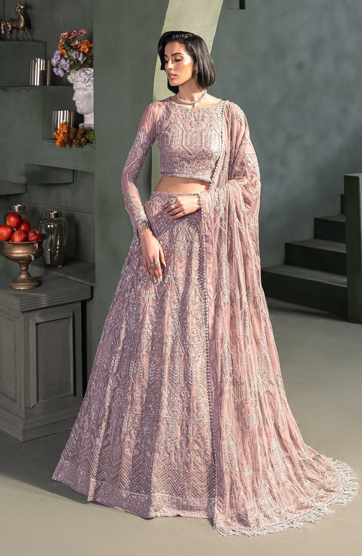 Zarif | Heritage Formals | ZHF 03 MERAKI - Designer Dress with Intricate embroidery and embellishments. Shop elegent wedding dress at Maria Faisal.