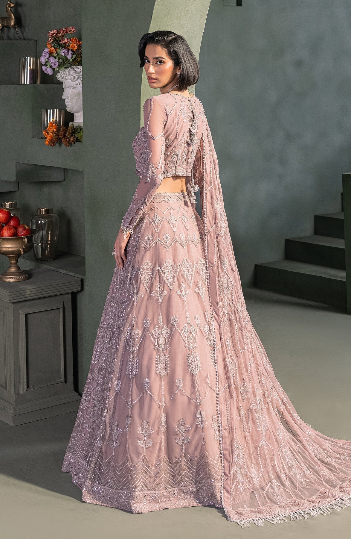 Zarif | Heritage Formals | ZHF 03 MERAKI - Designer Dress with Intricate embroidery and embellishments. Shop elegent wedding dress at Maria Faisal.