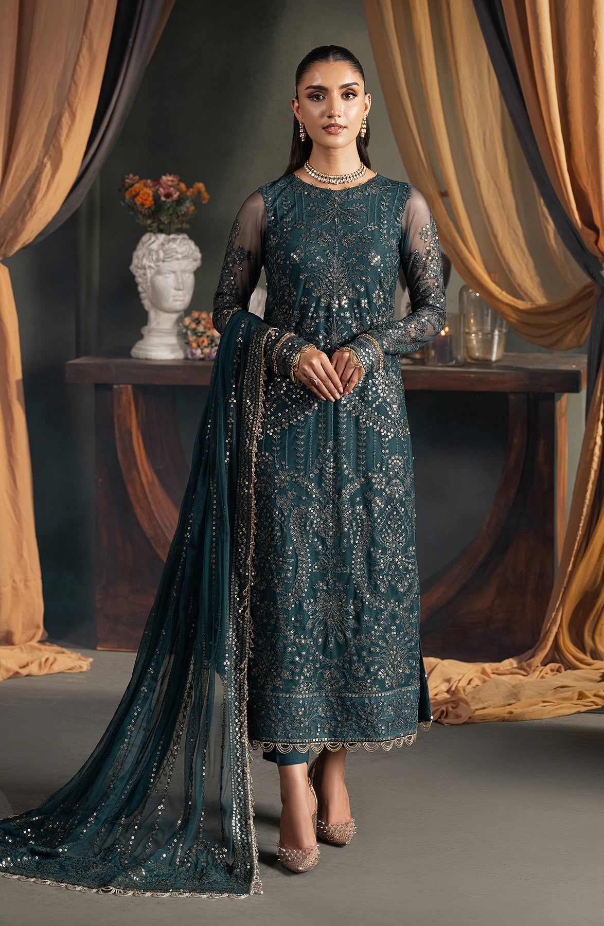 Zarif | Heritage Formals | ZHF 04 ARHA - Designer Dress with Intricate embroidery and embellishments. Shop elegent wedding dress at Maria Faisal.