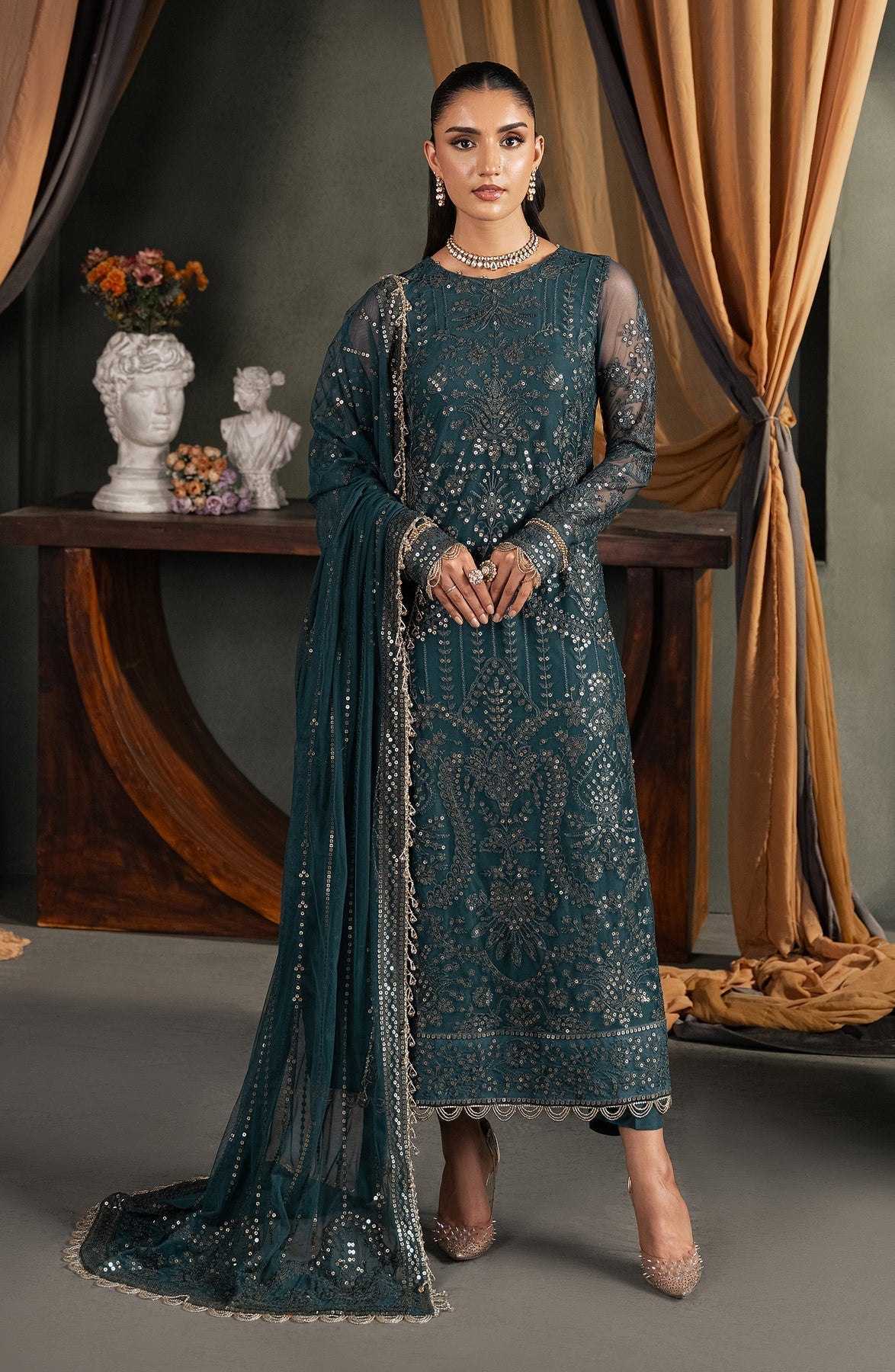 Zarif | Heritage Formals | ZHF 04 ARHA - Designer Dress with Intricate embroidery and embellishments. Shop elegent wedding dress at Maria Faisal.