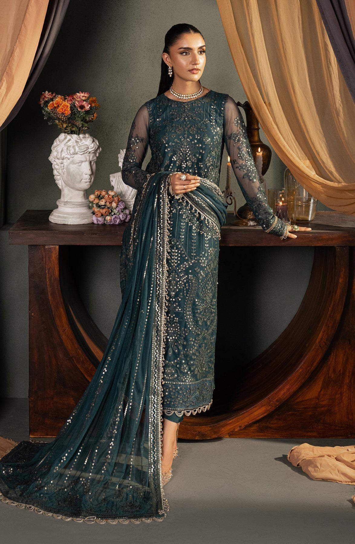 Zarif | Heritage Formals | ZHF 04 ARHA - Designer Dress with Intricate embroidery and embellishments. Shop elegent wedding dress at Maria Faisal.