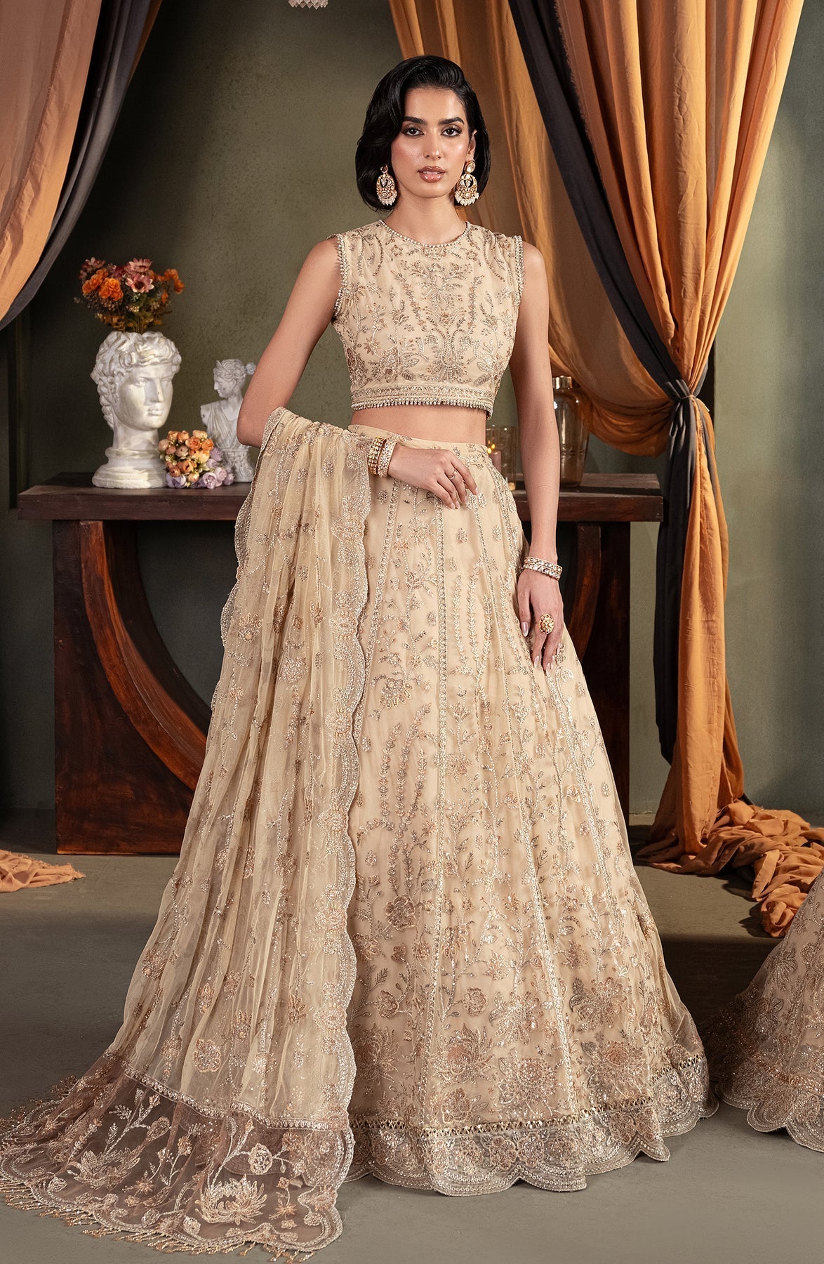 Zarif | Heritage Formals | ZHF 01 AVELINA - Designer Dress with Intricate embroidery and embellishments. Shop elegent wedding dress at Maria Faisal.