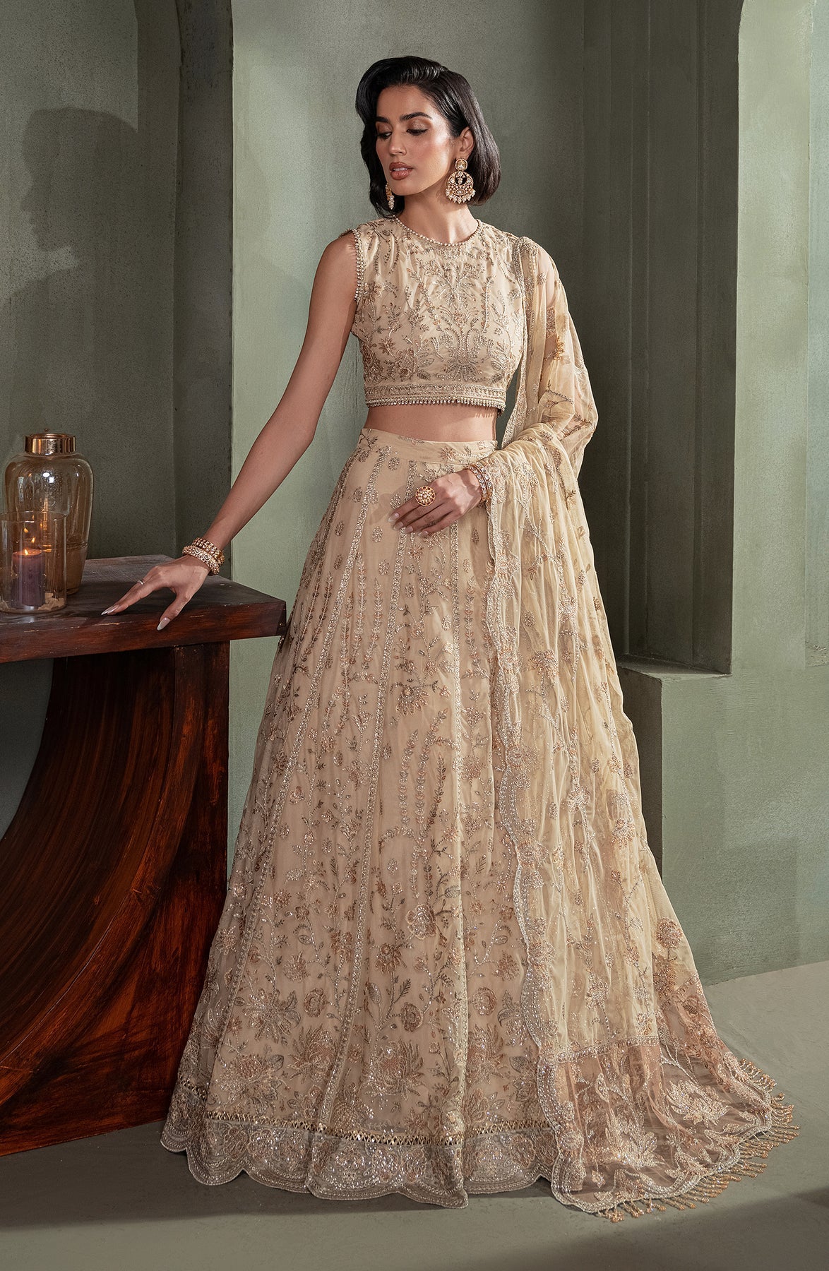 Zarif | Heritage Formals | ZHF 01 AVELINA - Designer Dress with Intricate embroidery and embellishments. Shop elegent wedding dress at Maria Faisal.