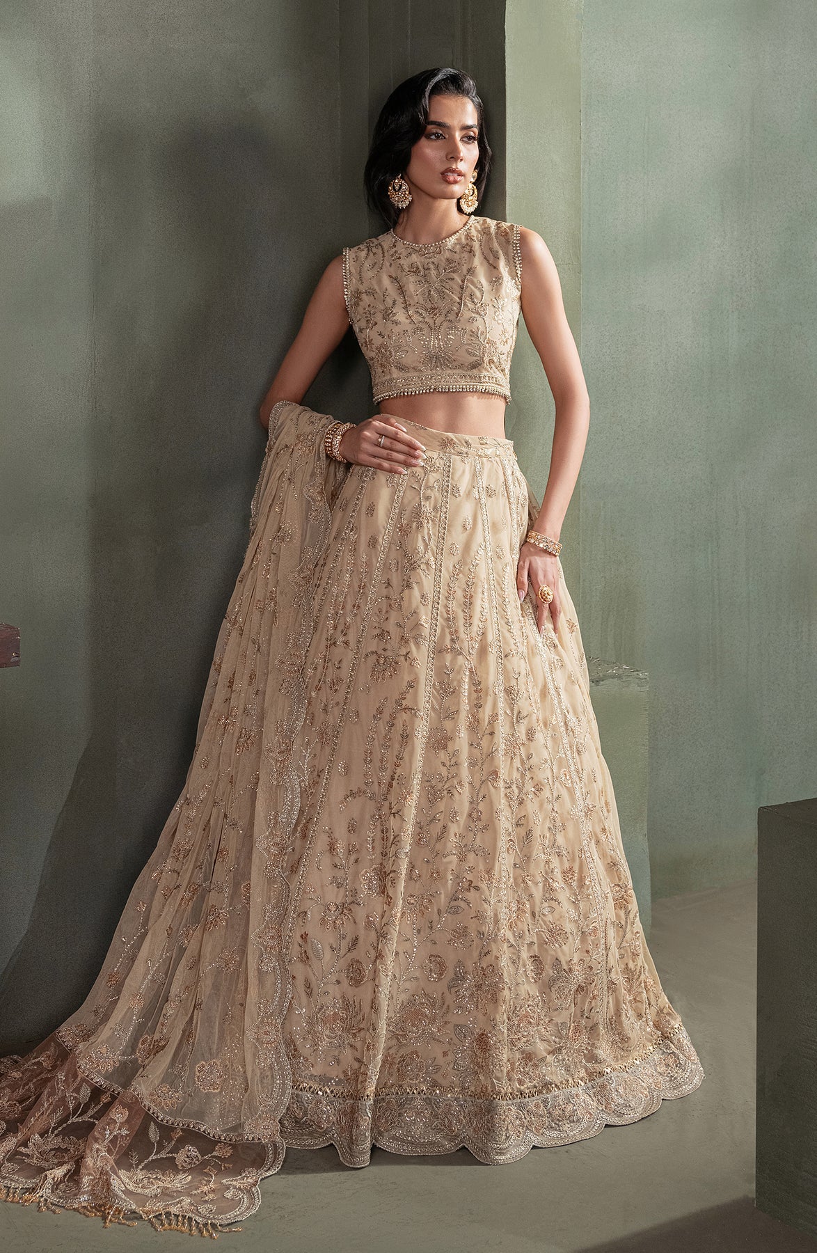 Zarif | Heritage Formals | ZHF 01 AVELINA - Designer Dress with Intricate embroidery and embellishments. Shop elegent wedding dress at Maria Faisal.