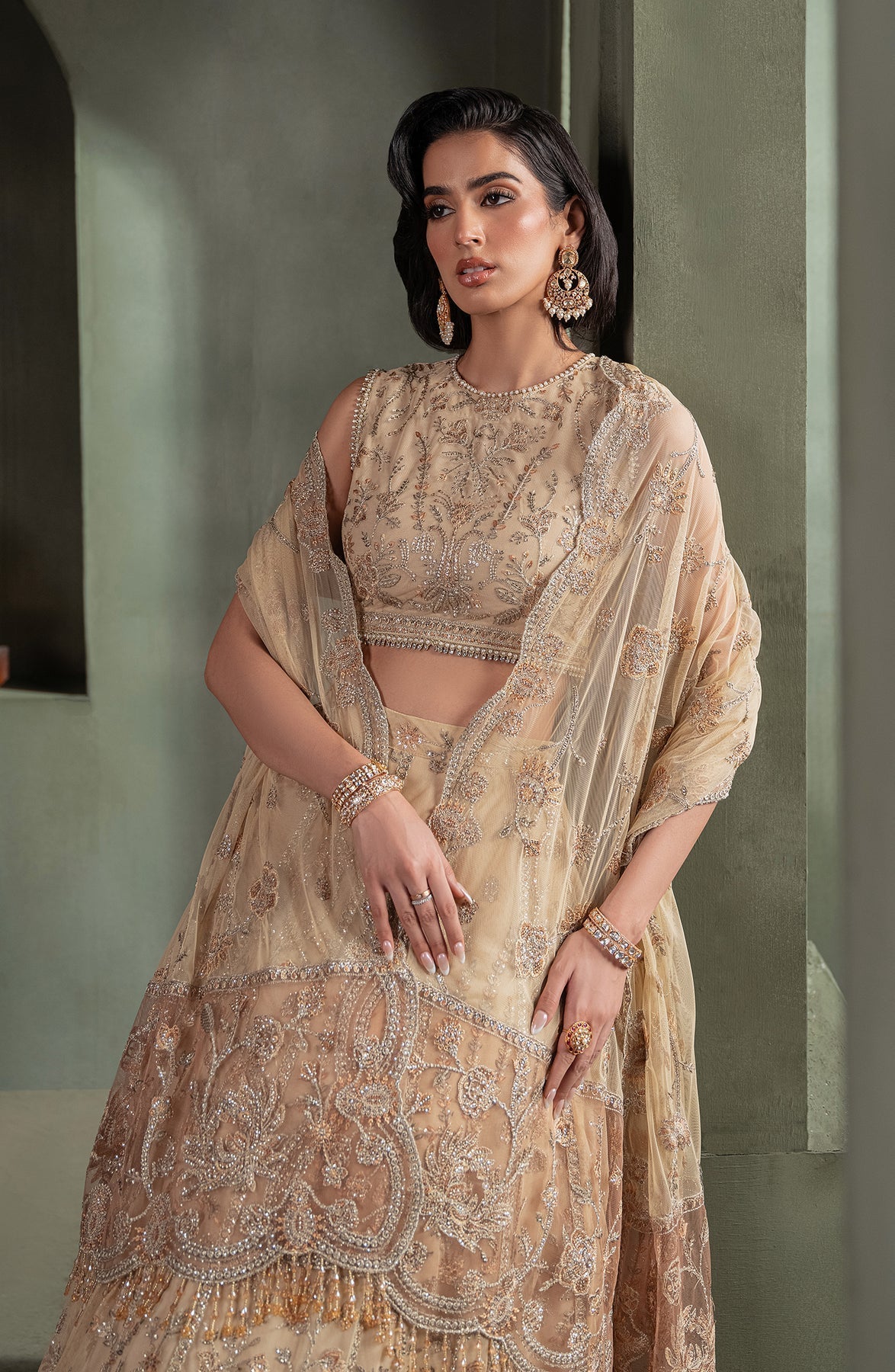 Zarif | Heritage Formals | ZHF 01 AVELINA - Designer Dress with Intricate embroidery and embellishments. Shop elegent wedding dress at Maria Faisal.