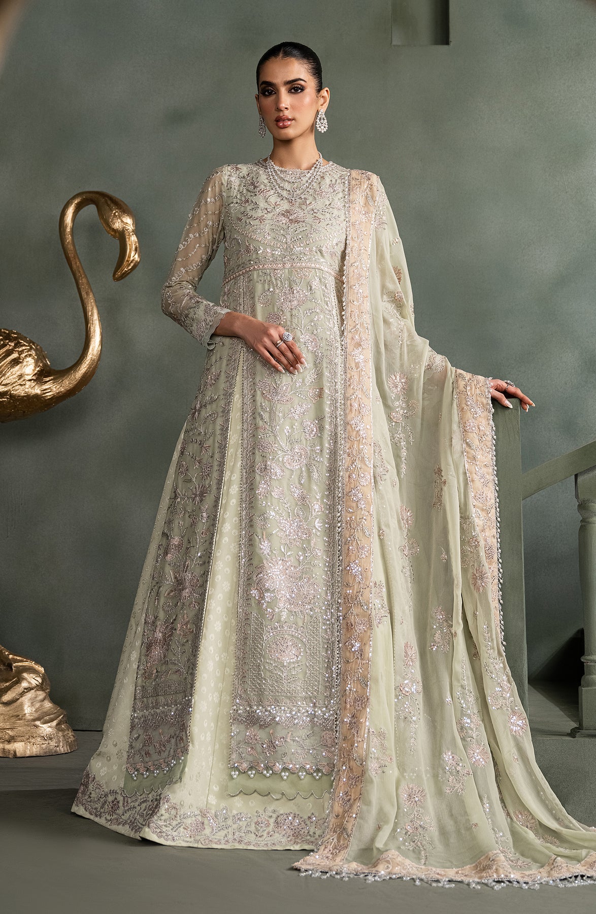 Zarif | Heritage Formals | ZHF 05 INARA - Designer Dress with Intricate embroidery and embellishments. Shop elegent wedding dress at Maria Faisal.