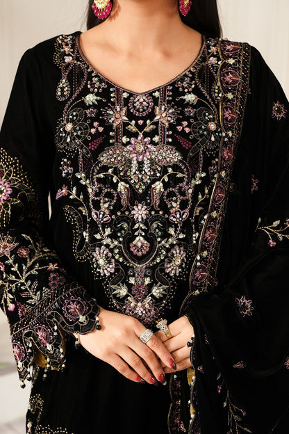 Raeesa Premium | Sheen Luxury Velvet | Noir - Ladies Clothes - Maria Faisal