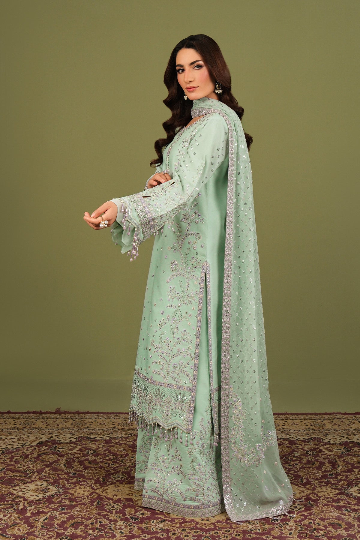 Alizeh | Luxe Raw Silk | AF-RS-15-Pearly - Formal Dress - available at Maria Faisal in UK and USA.