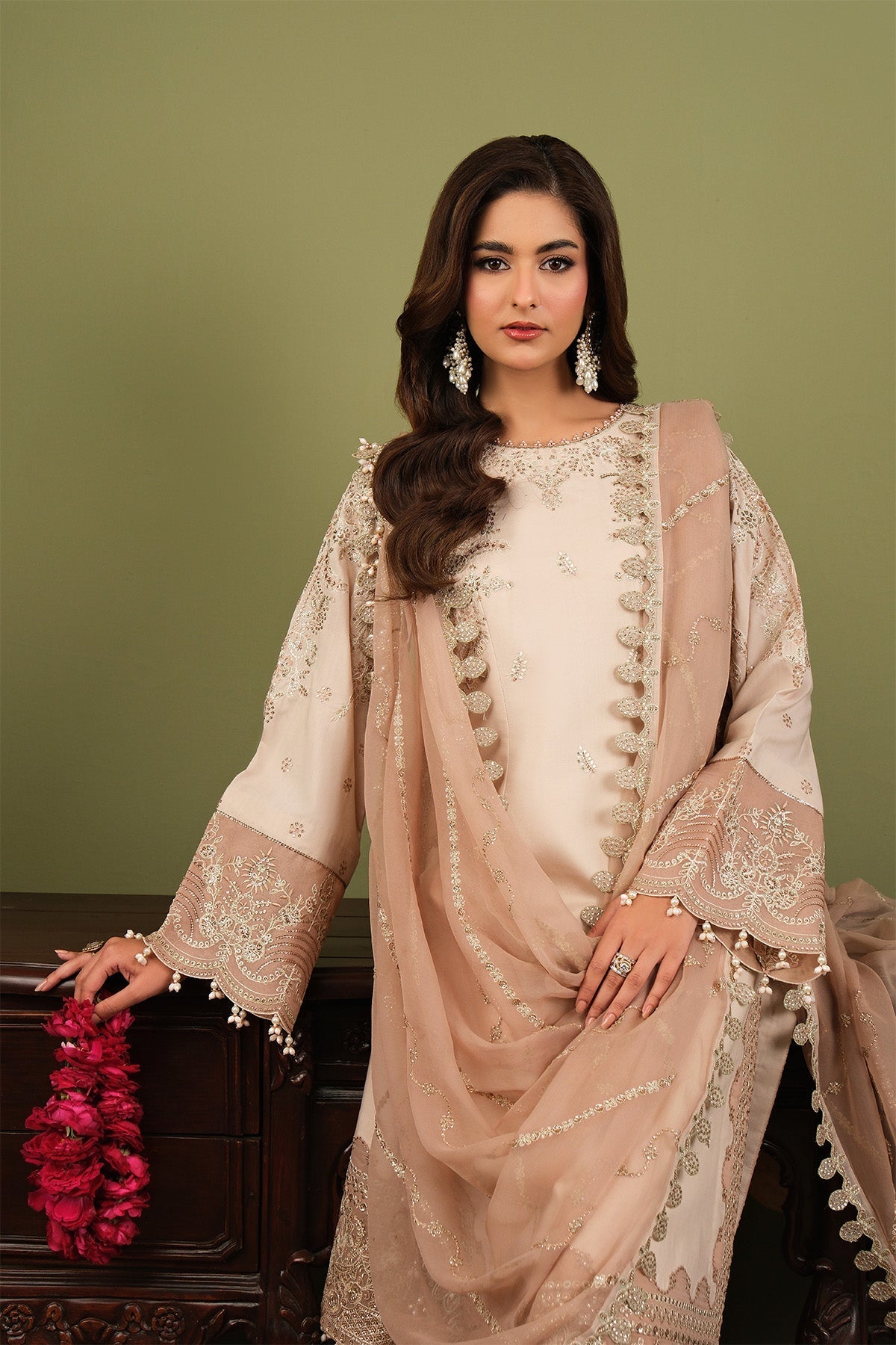 Alizeh | Luxe Raw Silk | AF-RS-10-Castor - Formal Dress - available at Maria Faisal in UK and USA.