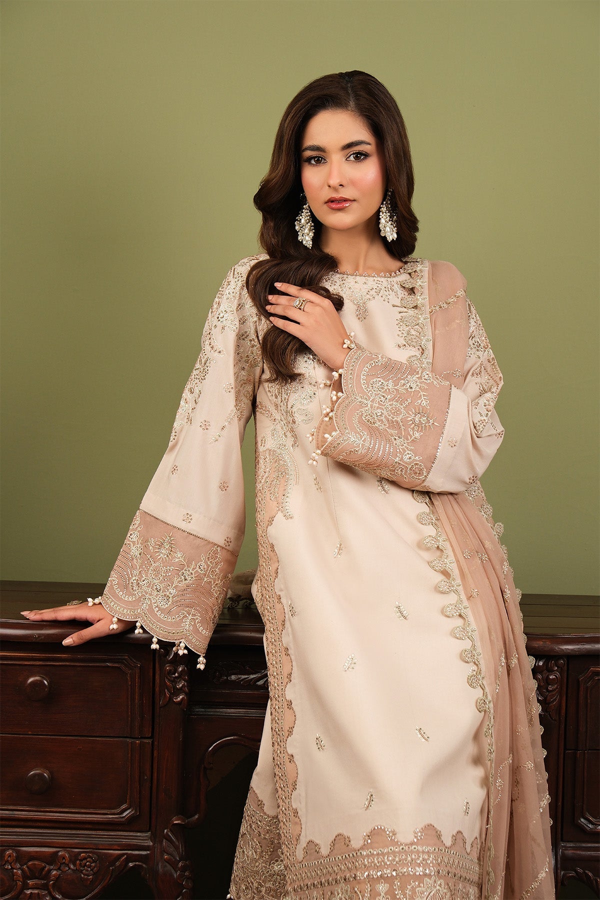 Alizeh | Luxe Raw Silk | AF-RS-10-Castor - Formal Dress - available at Maria Faisal in UK and USA.