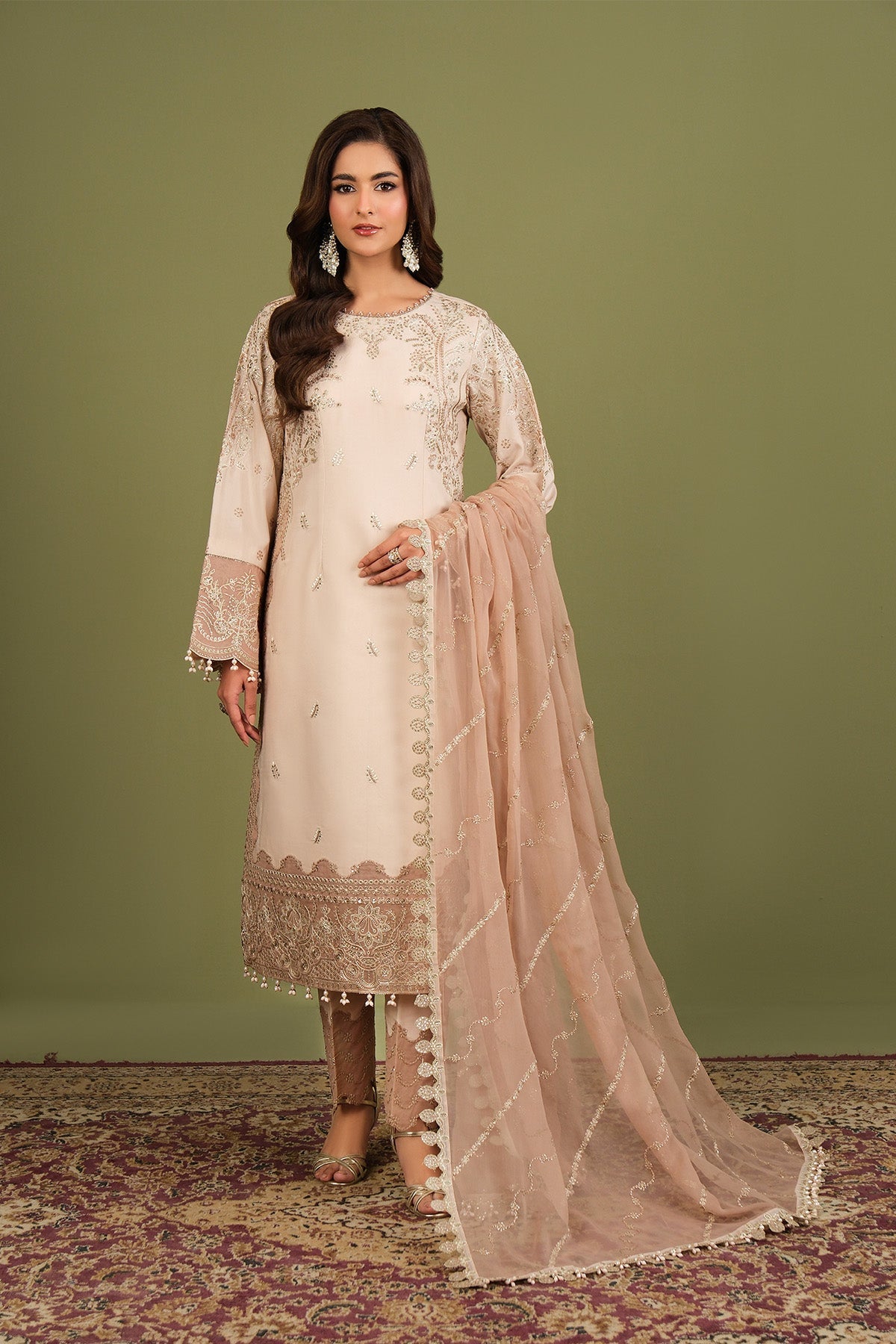 Alizeh | Luxe Raw Silk | AF-RS-10-Castor - Formal Dress - available at Maria Faisal in UK and USA.
