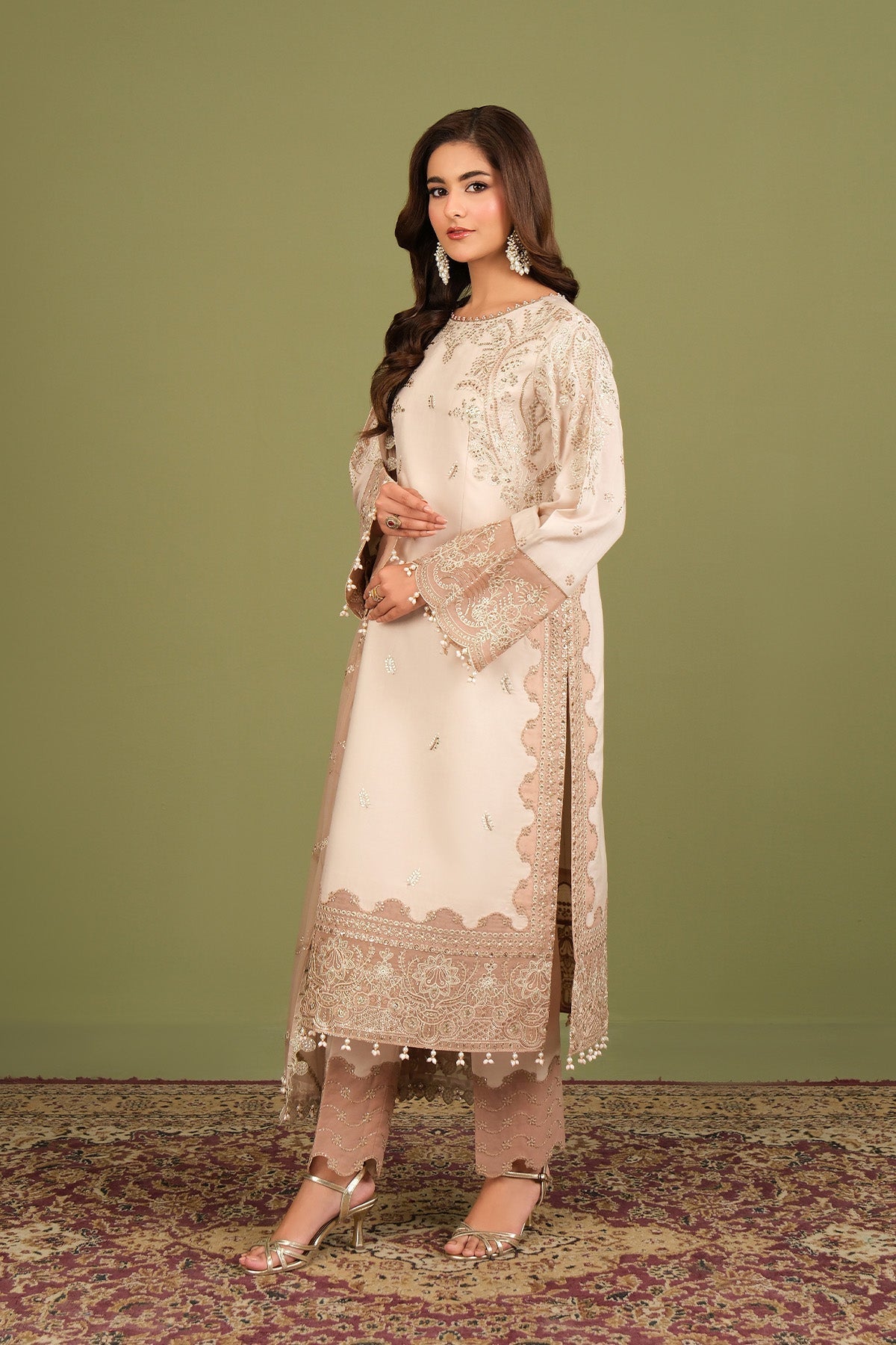 Alizeh | Luxe Raw Silk | AF-RS-10-Castor - Formal Dress - available at Maria Faisal in UK and USA.