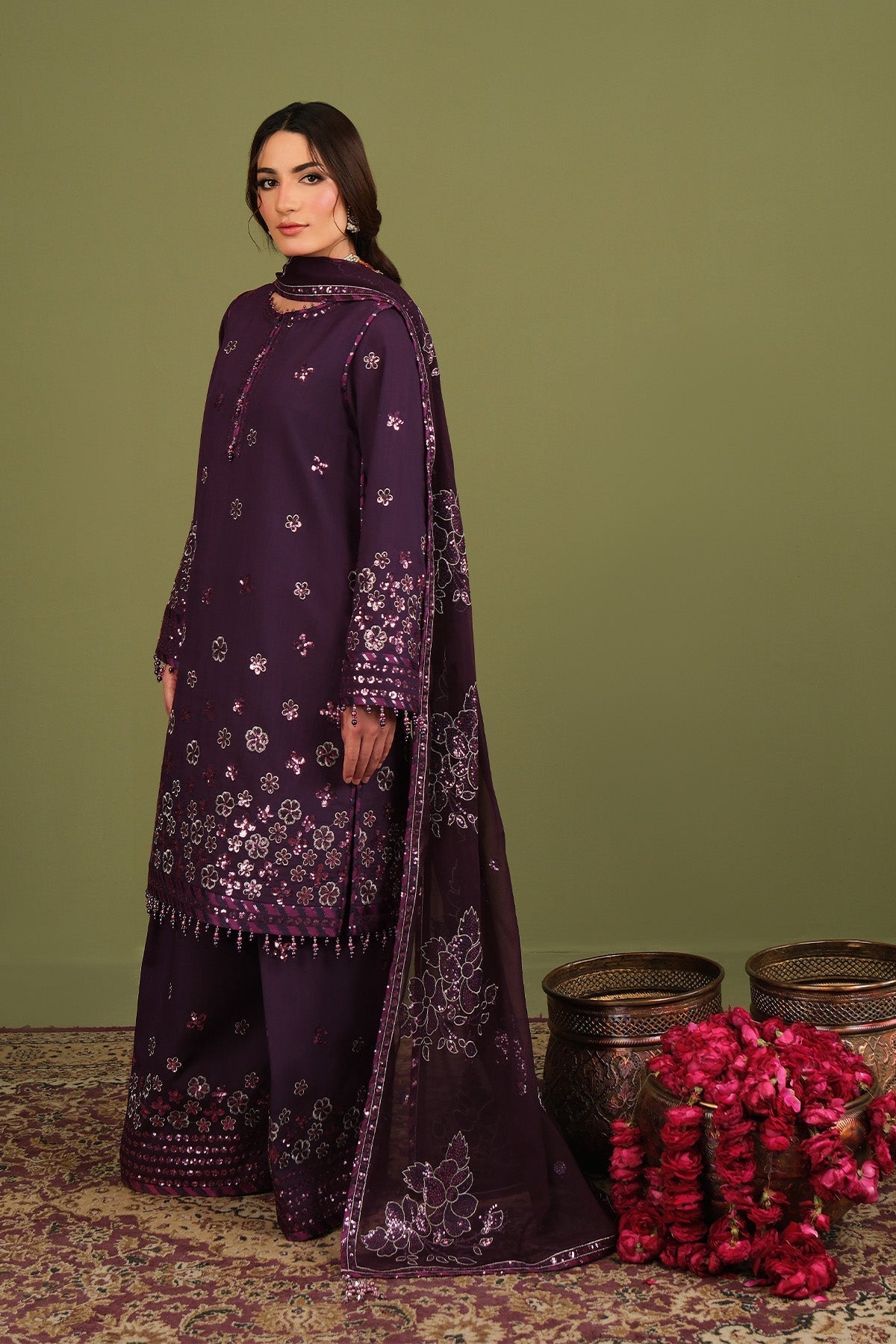 Alizeh | Luxe Raw Silk | AF-RS-09-Mulbery - Formal Dress - available at Maria Faisal in UK and USA.