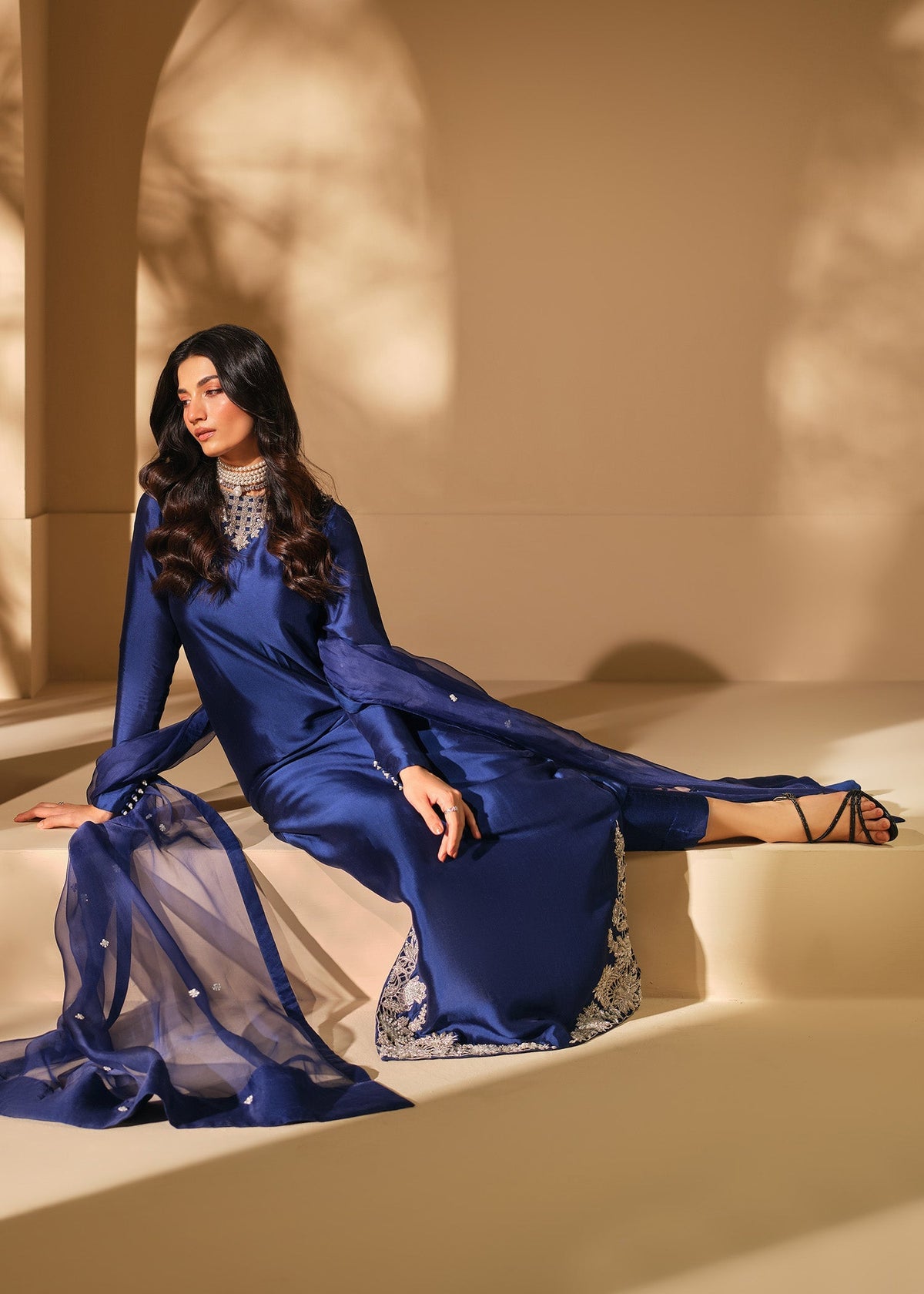 Mahum Asad | The Shadow Line | Eclipse - Formal Dress - available at Maria Faisal in UK and USA.