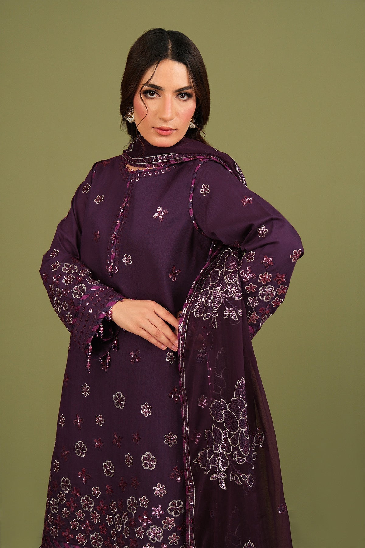 Alizeh | Luxe Raw Silk | AF-RS-09-Mulbery - Formal Dress - available at Maria Faisal in UK and USA.