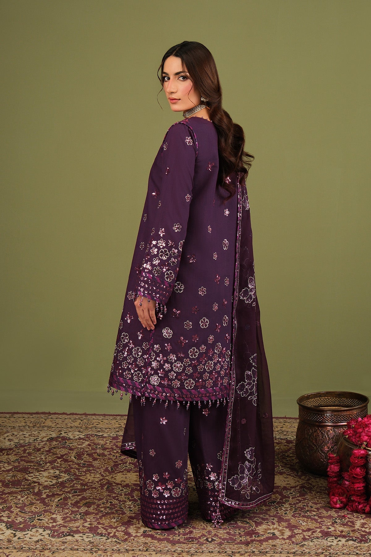 Alizeh | Luxe Raw Silk | AF-RS-09-Mulbery - Formal Dress - available at Maria Faisal in UK and USA.